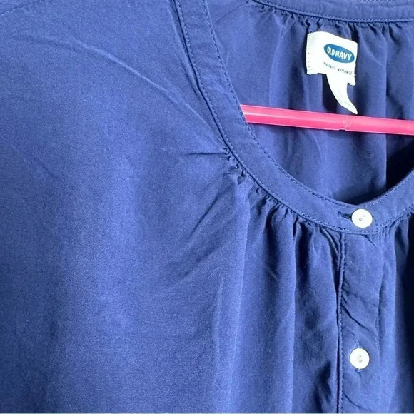 Old Navy Blouse Semi-sheer Buttons Blue Size  Large - Picture 4 of 16